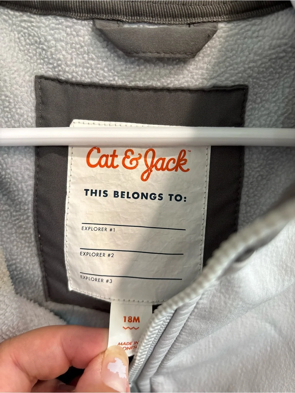 Cat & Jack 18 month Two-Tone Gray Hooded Jacket fleece lined lightweight